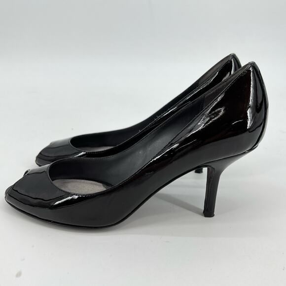 Donald J. Pliner Dark Brown Patent Leather Peep Toe Pumps Women’s 6 - Picture 8 of 12